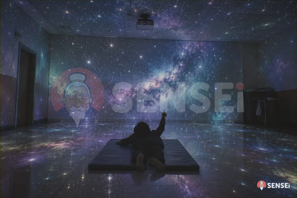 Luci e proiezioni in una stanza sensoriale