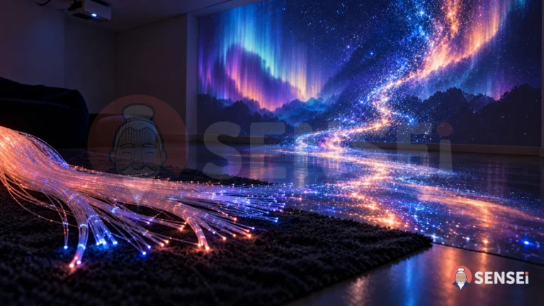 Alfombra de fibra óptica en una sala SENSEi
